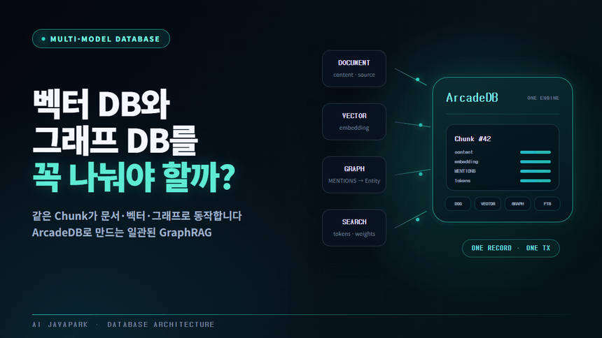 문서 DB와 그래프 DB와 벡터 DB로 흩어진 데이터를 하나의 멀티모델 엔진으로 합치는 ArcadeDB